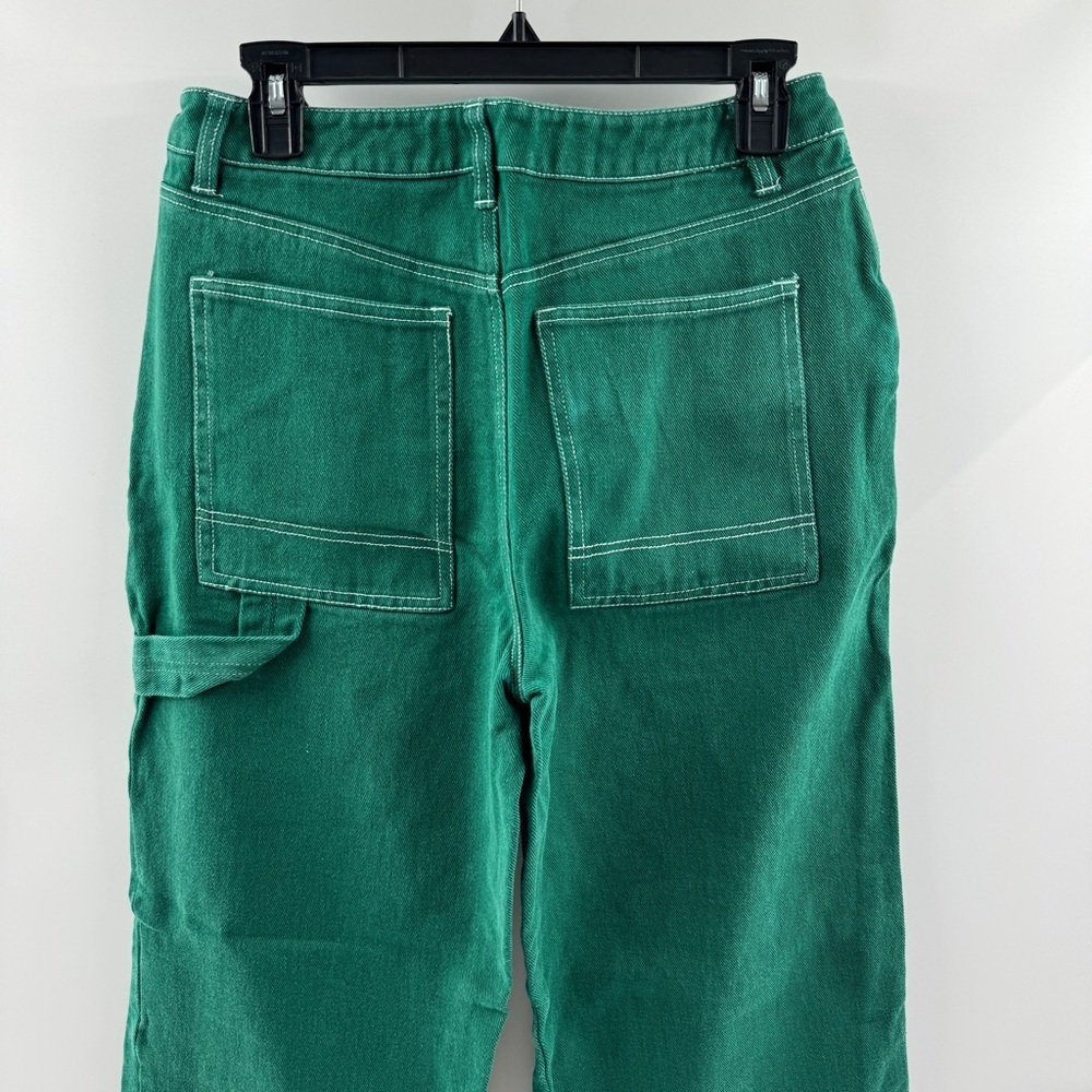 RSQ Emerald Green High Rise Wide Leg Dad Jeans Size Large 100% Cotton - Picture 5 of 6